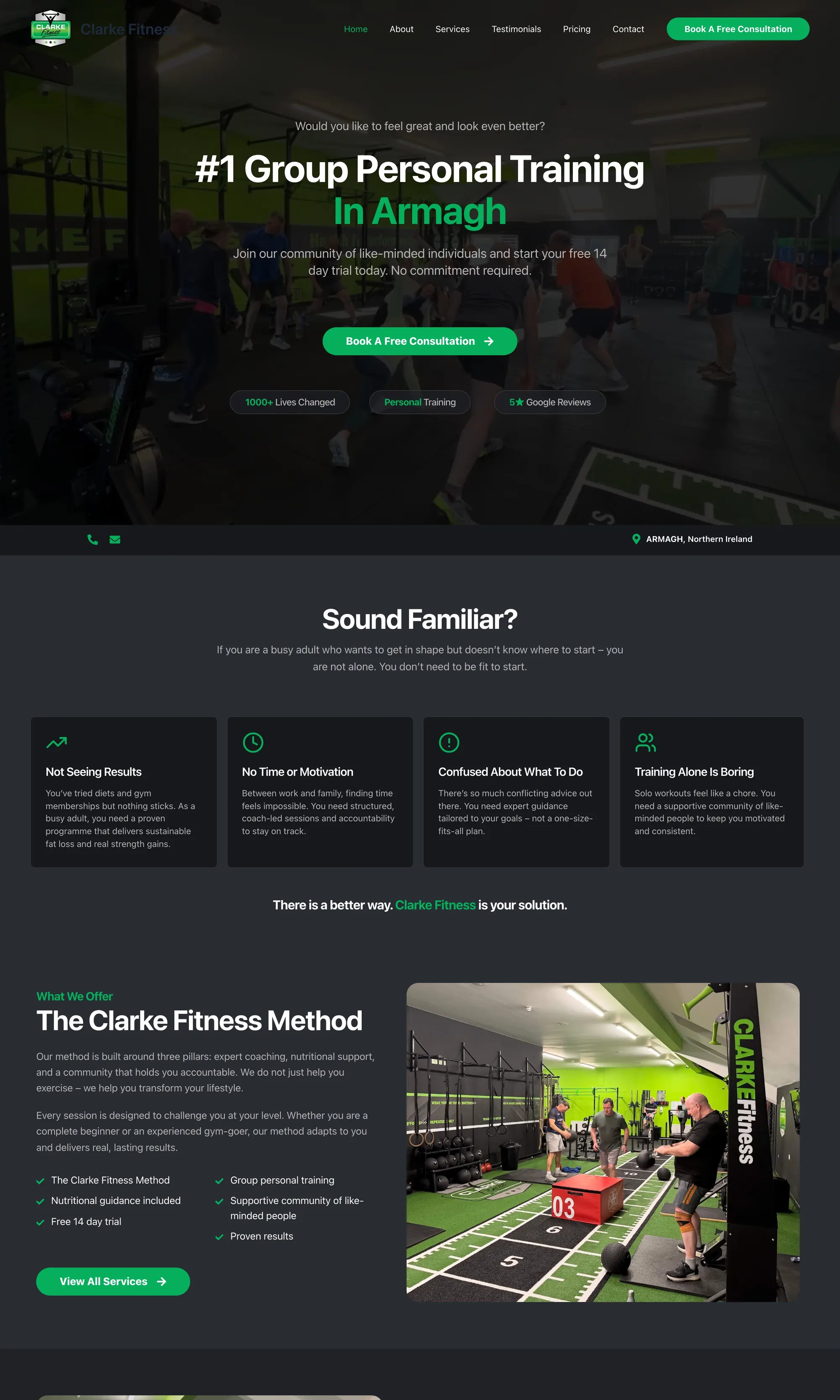 Clarke Fitness, Armagh — gym website by Fitness Marketing Agency