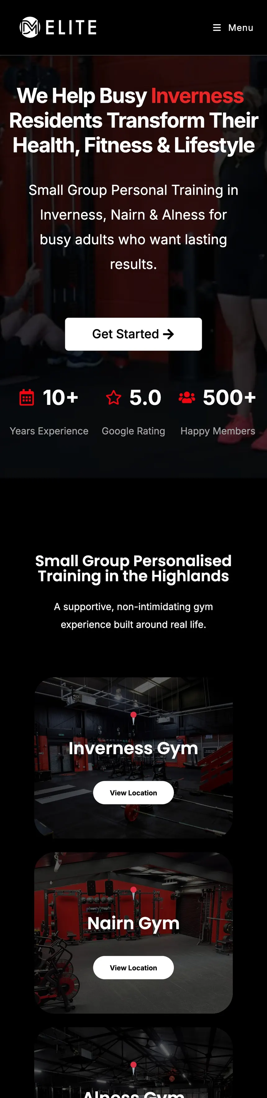 DM Elite website on mobile